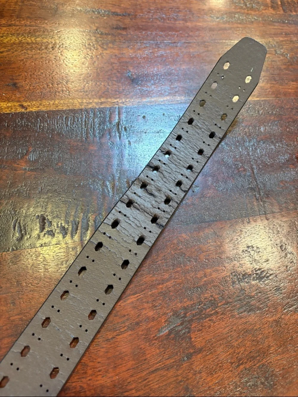 Vintage Ralph Lauren Double Prong Perforated Brown Bonded Leather Belt sz Medium